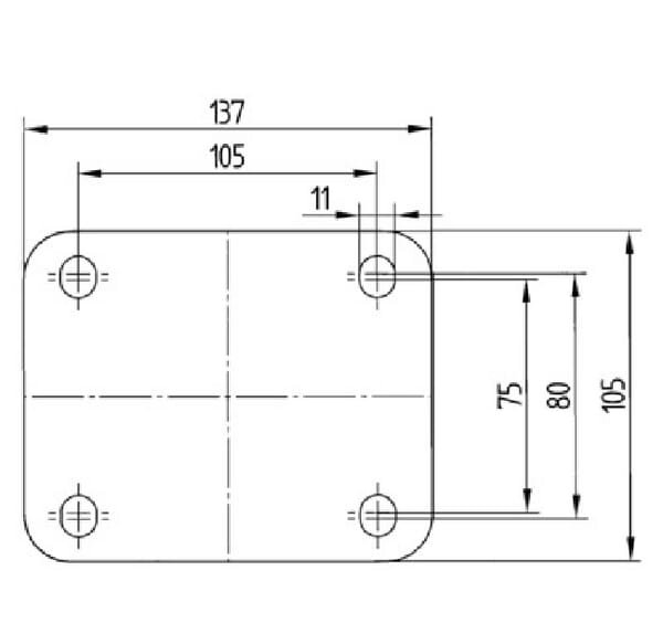 Pasukamas ratukas, Tente, poliamidinis ratas, Ø 200x50 mm, plokštė 137x105mm, apkrova 350kg – 3470UOR200P63 - Image 3