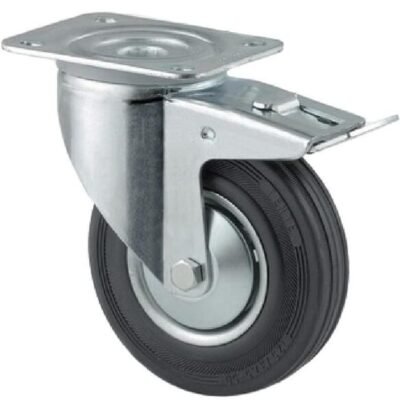 Pasukamas ratukas, Tente, guminis ratas, Ø 100x30 mm, plokštė 105x85mm, apkrova 70 kg – 3477DVJ100P62