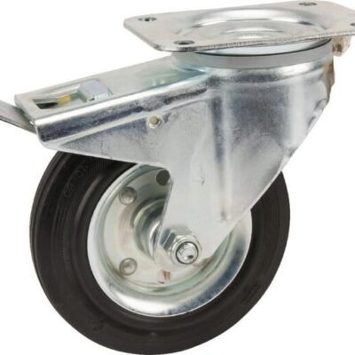 Pasukamas ratukas, Tente, guminis ratas, Ø 160x40 mm, plokštė 137x105mm, apkrova 135 kg – 3477DVR160P63