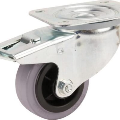 Pasukamas ratukas, Tente, guminis ratas, Ø 80x35 mm, plokštė 105x85mm, apkrova 70 kg – 3477PIR080P62