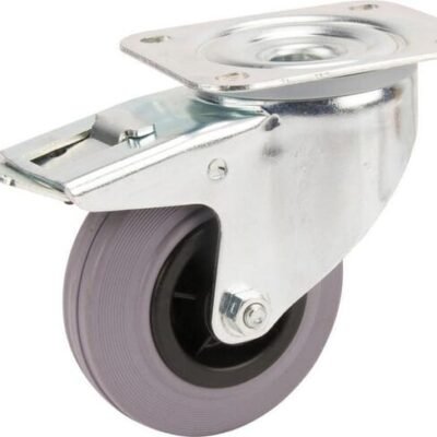 Pasukamas ratukas, Tente, guminis ratas, Ø 100x35 mm, plokštė 105x85mm, apkrova 75 kg – 3477PIR100P62