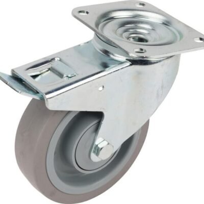 Pasukamas ratukas, Tente, guminis ratas, Ø 125x40 mm, plokštė 105x85mm, apkrova 250kg – 3477UFP125P62
