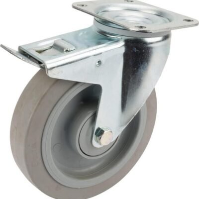 Pasukamas ratukas, Tente, guminis ratas, Ø 200x46 mm, plokštė 137x105mm, apkrova 400kg – 3477UFP200P63