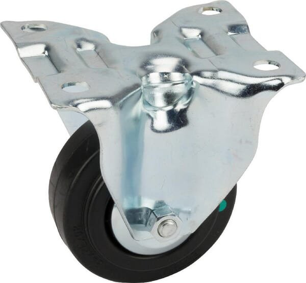 Fiksuotas ratukas, Tente, guminis ratas, Ø 80x35 mm, plokštė 103x85mm, apkrova 70 kg – 3478PVJ080P62