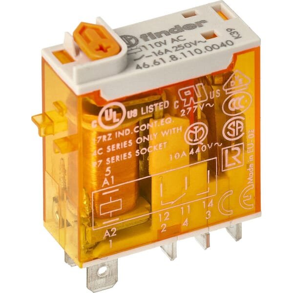 Mini.rel.1CO 16A/230V AC/AgSnO2 Test Mygtukas/Mech.ind. Finder – 466182304040 - Image 4