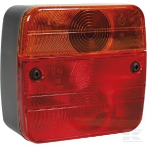 Galinė lempa, kvadratinė, raudona/geltona, tvirtinama varžtais, 108x52x103mm, Sirena 482058