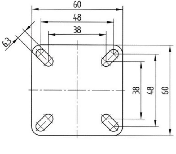Pasukamas ratukas su stabdžiu, guminis, 50x19 mm, nerūdijantis plienas, plokštės tvirtinimas: 60x60 mm, apkrova 50 kg, Tente – 7475PJH050P40 - Image 3