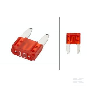 MINI peilinis saugiklis 10A ilgis 10.9mm raudonas pakuotė 50 vnt Hella 8JS728596141