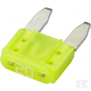 MINI peilinis saugiklis 20A ilgis 10.9mm geltonas pakuotė 50 vnt Hella 8JS728596161