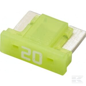 Žemo profilio MINI peilinis saugiklis 20A ilgis 8.4mm geltonas pakuotė 5 vnt Hella 8JS728596332