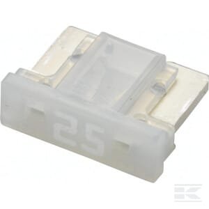 Žemo profilio MINI peilinis saugiklis 25A ilgis 8.4mm skaidrus pakuotė 5 vnt Hella 8JS728596342