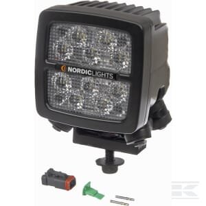 Darbinė lempa LED, 50W, 6700lm, kvadratinė, 12/24V, balta, tvirtinama varžtais, 104x108x143mm, Deutsch 2-pin, Flood, 10 LED, Scorpius XTR N4401, Nordic Lights 984148
