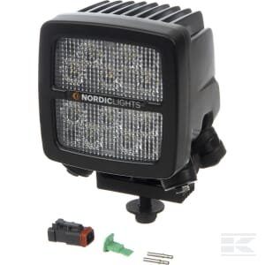 Darbinė lempa LED, 50W, 6700lm, kvadratinė, 12/24V, balta, tvirtinama varžtais, 104x108x143mm, Deutsch 2-pin, Low beam, 10 LED, Scorpius XTR N4401, Nordic Lights 984149