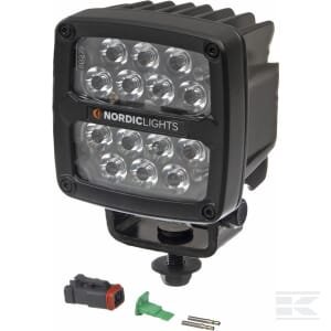 Darbinė lempa LED, 50W, 7000lm, kvadratinė, 12/24V, skaidri, tvirtinama varžtais, Deutsch 2-pin, Spot beam, 14 LED, Scorpius PRO 445, Nordic Lights 984704B