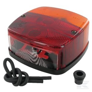 Galinė lempa, kvadratinė, 12V, raudona/geltona, tvirtinama varžtais, plokščias kištukas, Geka BBSK1235