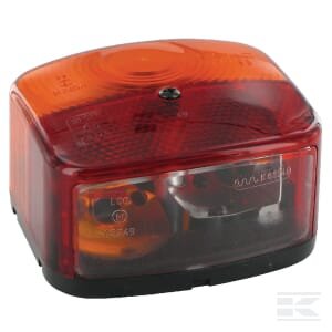 Galinė lempa LH, kvadratinė, 12V, geltona/raudona, tvirtinama varžtais, plokščias kištukas, Geka BBSK95L