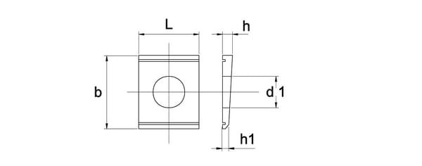 Square taper Poveržlė M12x26x4.9/2.5mm, plieninė cinkuota DIN 434 Kramp 43412 - Image 2