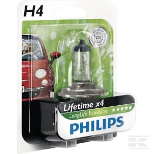 Halogeninė lemputė H4 12V 55W P43t-38, balta, Philips GL12342LLECOB1