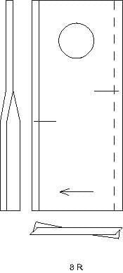 Dešinysis šienapjovės peilis, 118 × 48 × 4 mm, skylė Ø19 mm, tinka Fella, 25 vnt. pakuotė, 133074KR - Image 3