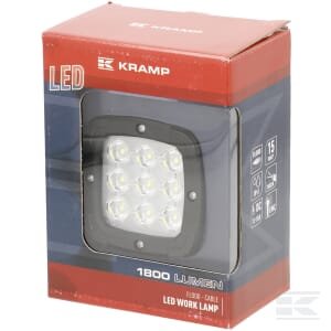 Darbinė lempa LED, 15W, 1800lm, kvadratinė, 12-36V, 123x74x100mm, Flood, 9 LED, Kramp LA10098