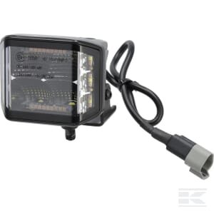 Darbinis žibintas LED, 70W, 8400lm, kvadratinis, 12/24V, baltas/oranžinis, 97x77x75mm, Deutsch kištukas, Flood, 10 LED LA10612