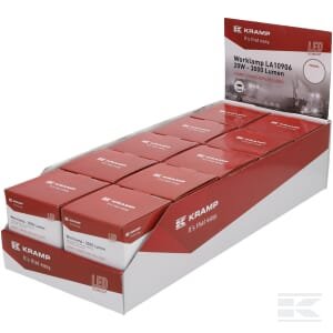 Darbinė lempa LED, 20W, 3000lm, ovali, balta, 100x54x93mm, Deutsch 2-pin, Flood, Kramp (dėžė po 10 vnt.) LA10906BOX