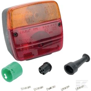 Galinė lempa LH, kvadratinė, 12V, raudona/geltona, tvirtinama varžtais, 108x103x103mm, bajonetas, Ajba LA18006