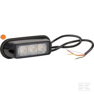 Įspėjamasis žibintas LED, 6W, 12–24V, geltonas, tvirtinamas varžtais, 106x34x30 mm, 3 LED, Kramp LA20009