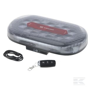 Mini LED įspėjamoji šviesos juosta, įkraunama, su pulteliu, geltona, magnetinė, 326x63x184 mm, 48 didelės galios LED, Kramp LA20160