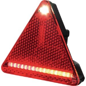 Daugiafunkcė galinė lempa RH LED, trikampė, 12–24V, 163x144x38,8 mm, Kramp LA40049