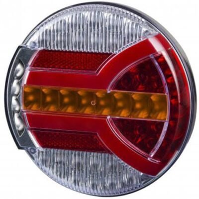 Galinė lempa LED, apvali, 12/24V, balta/oranžinė/raudona, Ø140mm, Kramp LA40065