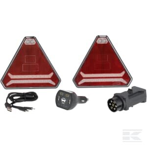 Belaidis LED žibintų komplektas, trikampis, 12/24V, Li-ion, magnetinis, 178.5x155mm, 7 kontaktų kištukas, Kramp LA60050