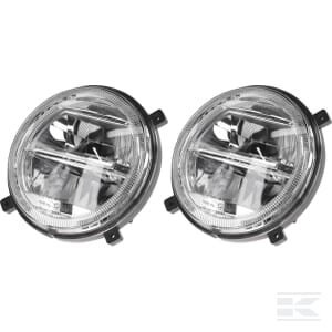 Priekinių žibintų komplektas LED, 22/21W, apvalūs, 9–36V, Ø140 mm, tolimosios/trumposios, H4 jungtis, pora, Kramp LA80055