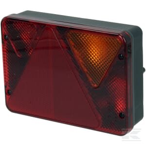 Galinė lempa RH, stačiakampė, raudona/oranžinė, tvirtinama varžtais, 188x51x135mm, 5-pin/4-pin, Ajba LA82140