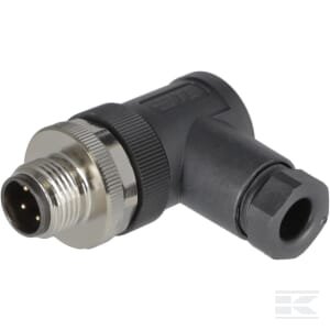Kištukas M12 Code-B, 4 kontaktų, vyr., 90° M1204MA90B