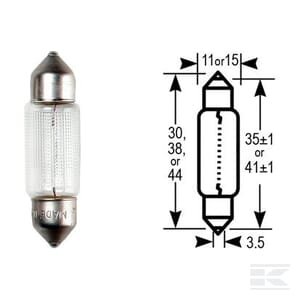 Cilindrinė (festoon) lemputė 12V 10W 11x30 (x10) VLX0269