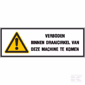 Įspėjamasis lipdukas „Apsisukimo zona“ 297x105 mm WB000001