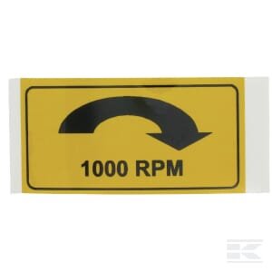 Įspėjamasis lipdukas PTO velenui 1000: 1000 RPM dešinė 75x38 mm WB000022