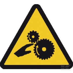 Įspėjamasis lipdukas „Mechanizmai / krumpliaračiai“, 50 x 50 mm, Brady WB250298