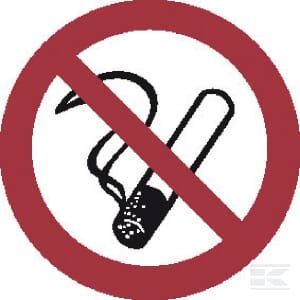 Draudžiamasis lipdukas „Rūkyti draudžiama“, Ø100 mm, Brady WB250001