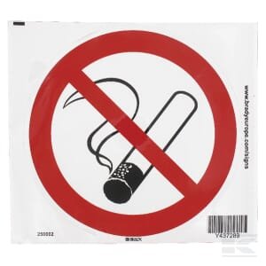 Draudžiamasis lipdukas „Rūkyti draudžiama“, Ø200 mm, Brady WB250002L