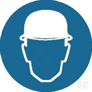 Privalomas lipdukas PPE „Galvos apsauga“, Ø100 mm, Brady WB250102