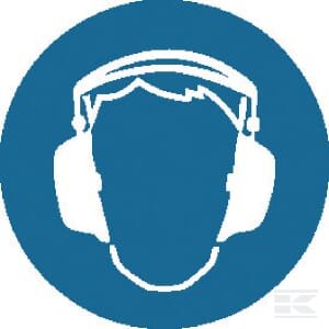 Privalomas lipdukas PPE „Klausos apsauga“, Ø100 mm, Brady WB250104