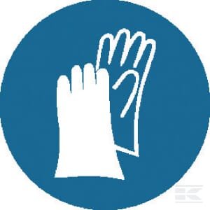 Privalomas PPE lipdukas „Pirštinės“, Ø100 mm, Brady WB250110