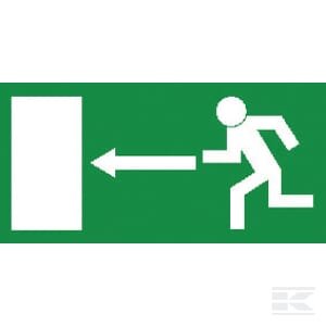 Saugos lipdukas „Avarinis išėjimas kairėje“, 297 x 148 mm, Brady WB250424