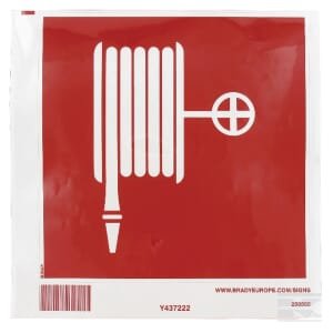 Lipdukas „Gaisrinė įranga – gaisrinė žarna“, 200 x 200 mm, Brady WB250505L