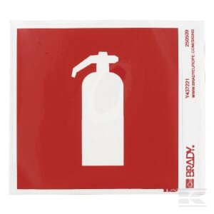 Lipdukas „Gaisrinė įranga – gesintuvas“, 100 x 100 mm, Brady WB250509L