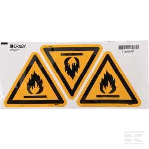 Įspėjamasis lipdukas „Gaisro pavojus“, 100 x 100 mm, Brady WB829427