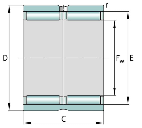 Adatinis guolis, 45 × 62 × 40 mm, INA, RNAO45X62X40ZWASR1