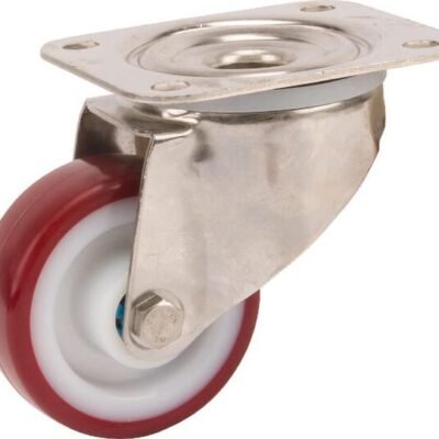 Pasukamas ratukas, poliuretaninis, 80x32 mm, nerūdijantis plienas, plokštės tvirtinimas: 105x85 mm, apkrova 100 kg, Tente – 8470UAD080P62